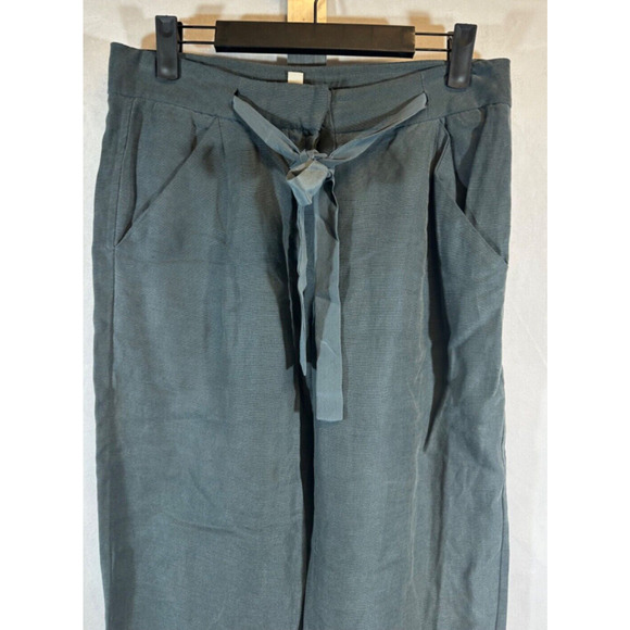Aritzia Wilfred Tie Front Waist Linen Lyocell Blend Pants Olive Green Size 0 A21 - Picture 2 of 8